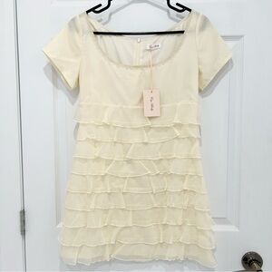 NWT - CRYBABY - ETHEREAL RUFFLE DRESS - BUTTERCREAM